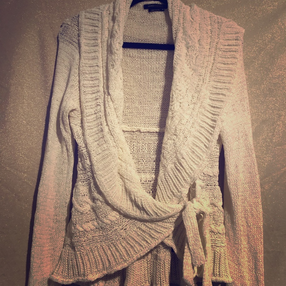 Beige tie up cardigan